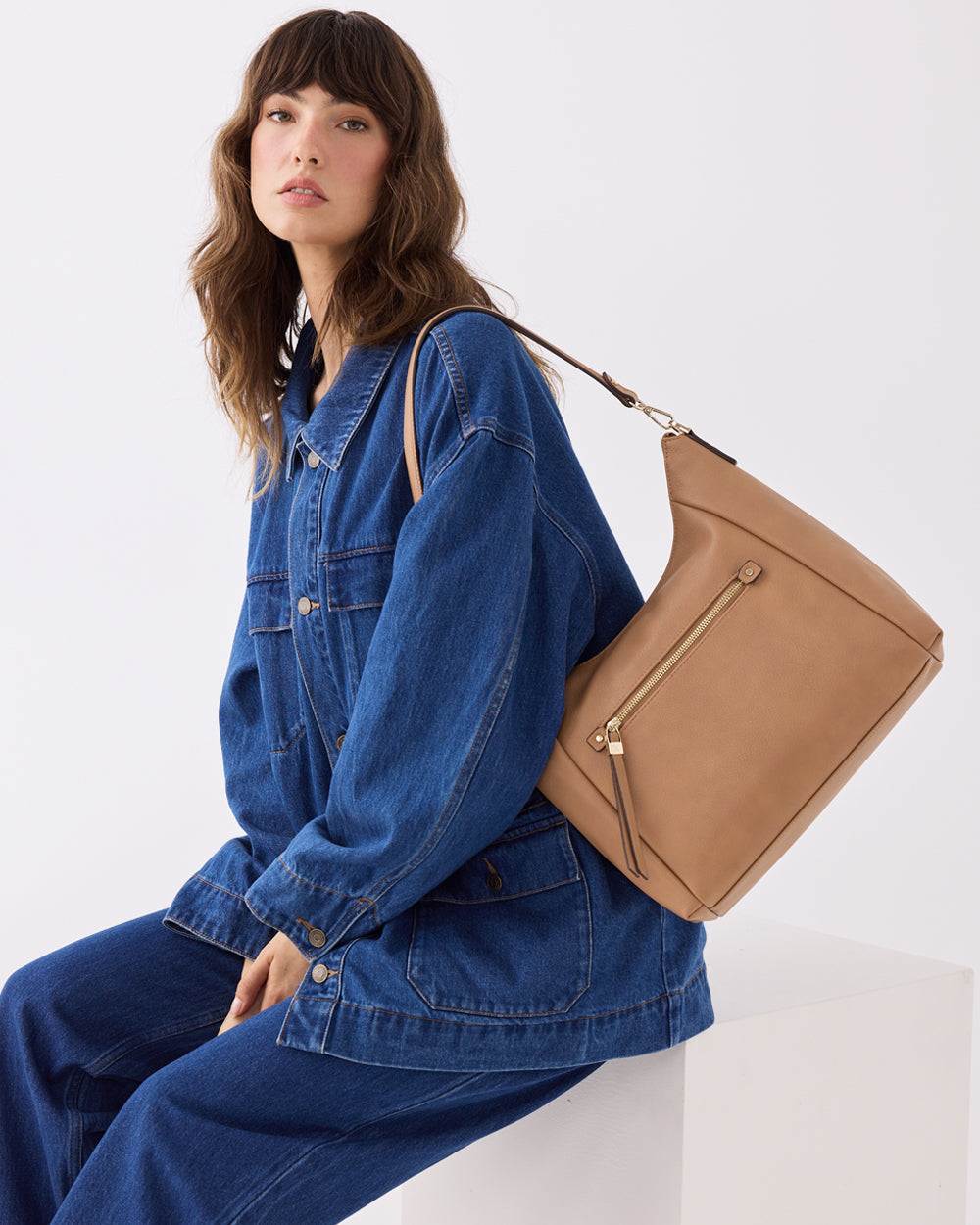 Raquel Soft Large Zip Pocket Hobo Shoulder Bag-Handbags-PEROZ Accessories