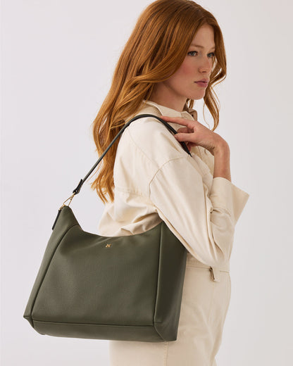 Raquel Soft Large Zip Pocket Hobo Shoulder Bag-Handbags-PEROZ Accessories