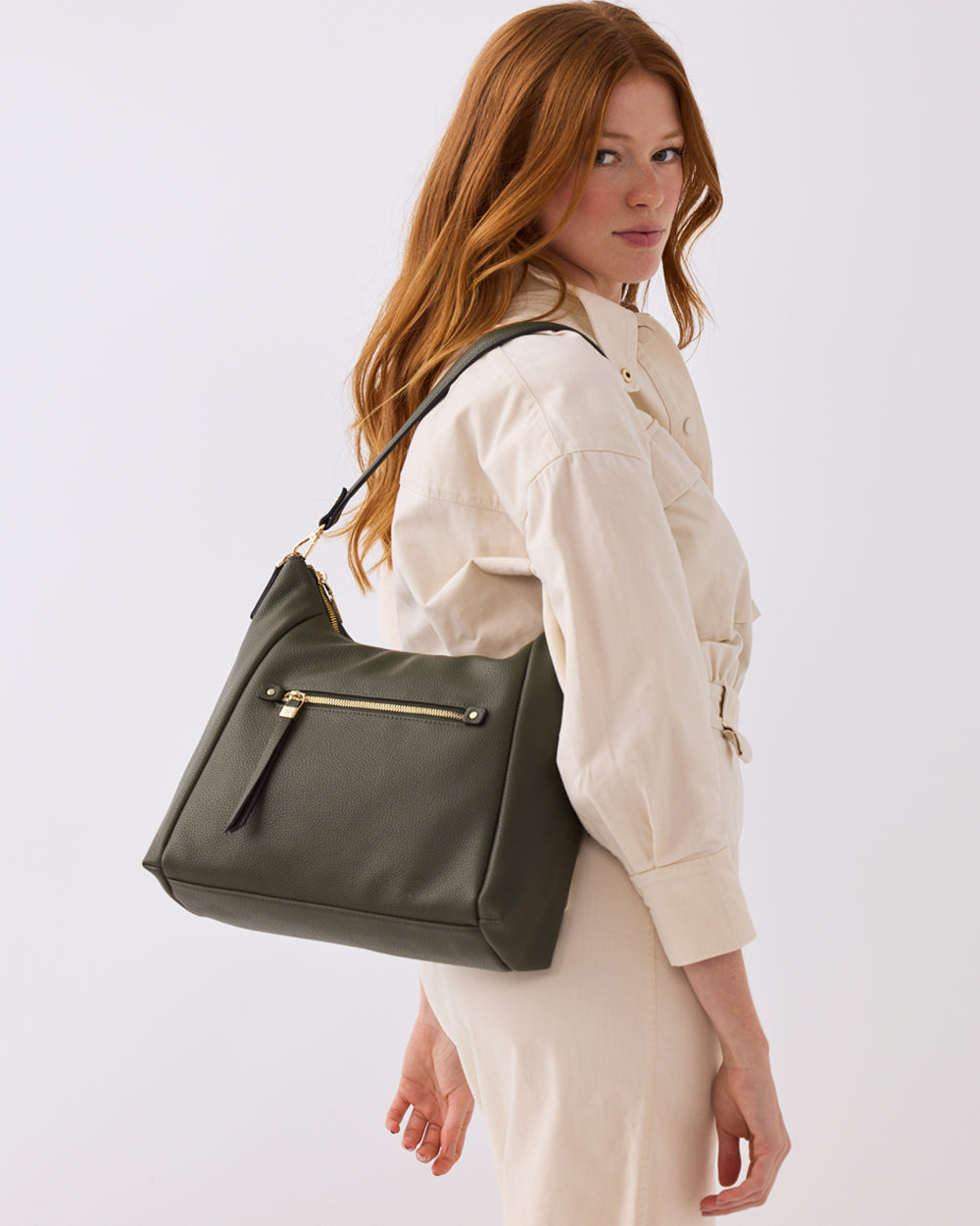 Raquel Soft Large Zip Pocket Hobo Shoulder Bag-Handbags-PEROZ Accessories