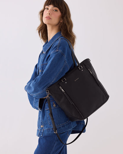 Amelia Large Zip Detail Tote With Crossbody Strap-Handbags-PEROZ Accessories