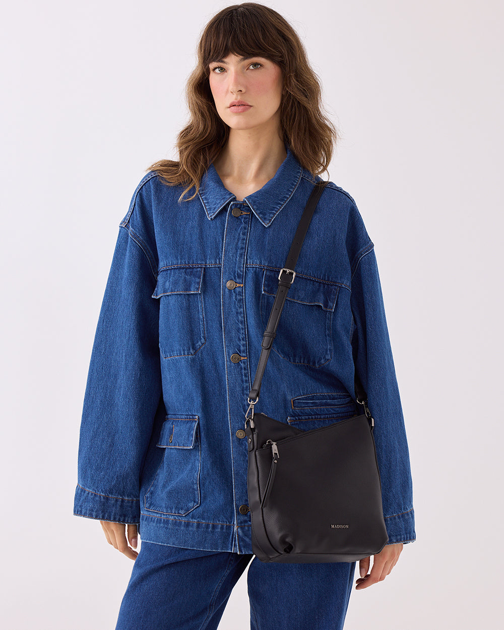 Maya Medium Double Zip Sling Crossbody Bag-Handbags-PEROZ Accessories