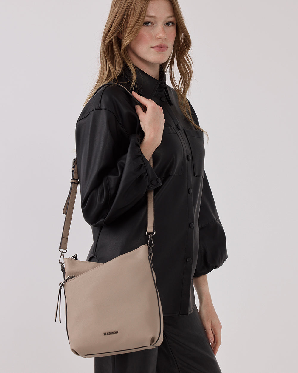 Maya Medium Double Zip Sling Crossbody Bag-Handbags-PEROZ Accessories