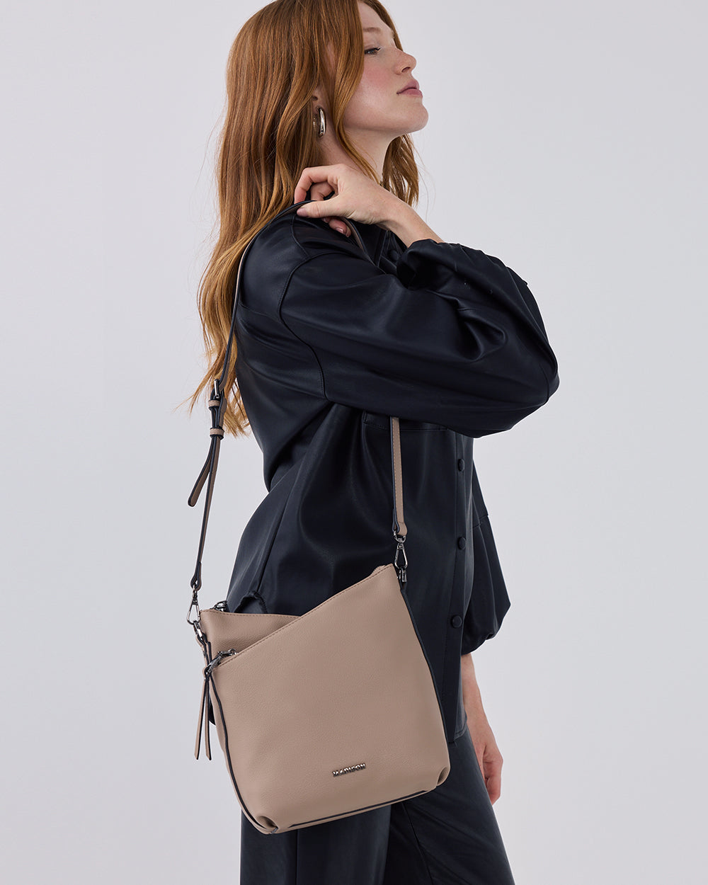 Maya Medium Double Zip Sling Crossbody Bag-Handbags-PEROZ Accessories