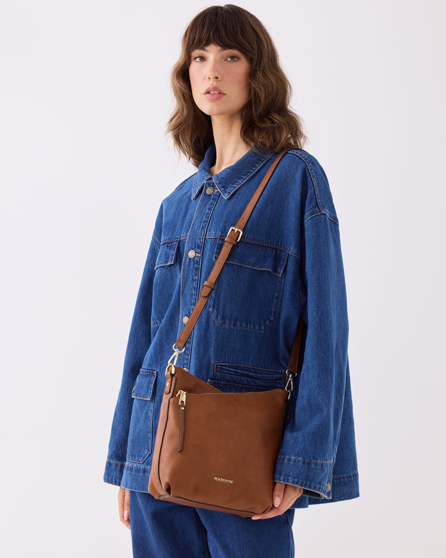 Maya Medium Double Zip Sling Crossbody Bag-Handbags-PEROZ Accessories