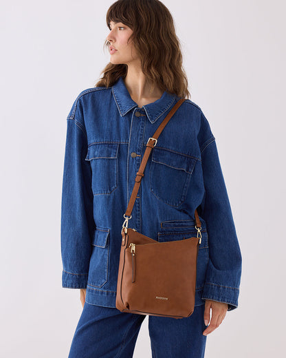 Maya Medium Double Zip Sling Crossbody Bag-Handbags-PEROZ Accessories