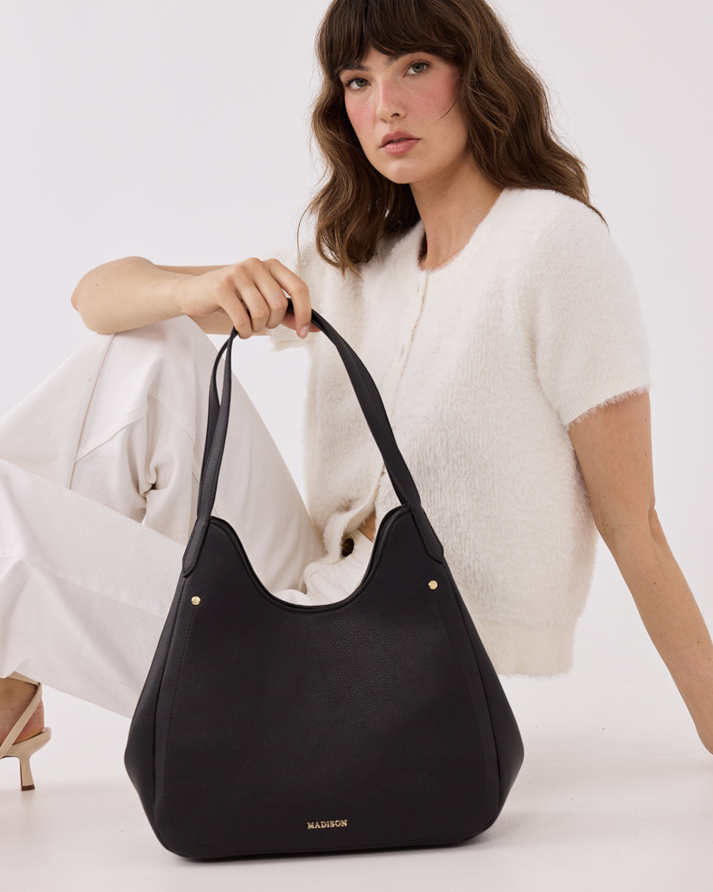 Angela Large 3 Compartment Hobo Soft Shoulder Bag-Handbags-PEROZ Accessories