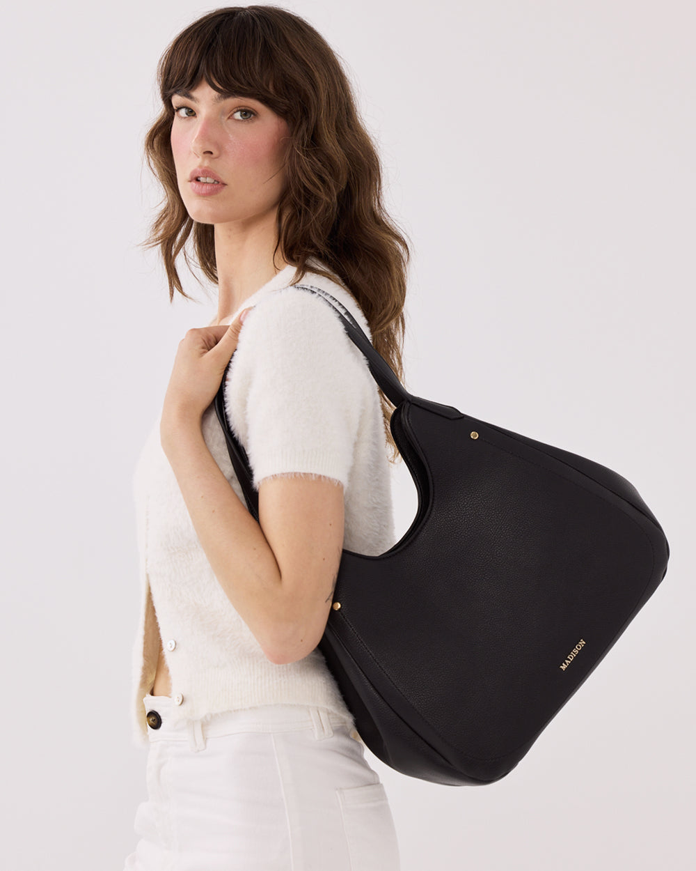 Angela Large 3 Compartment Hobo Soft Shoulder Bag-Handbags-PEROZ Accessories