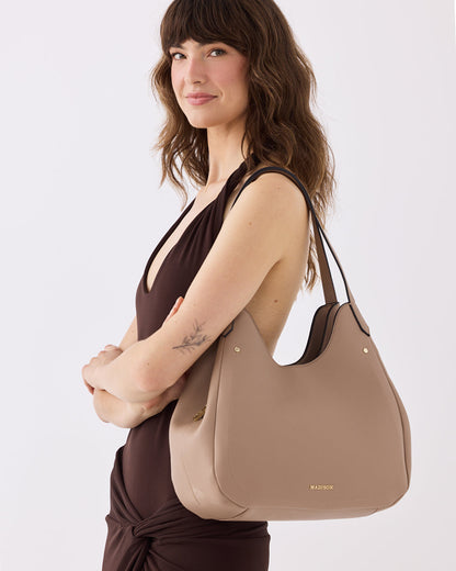 Angela Large 3 Compartment Scoop Hobo Soft Shoulder Bag-Handbags-PEROZ Accessories