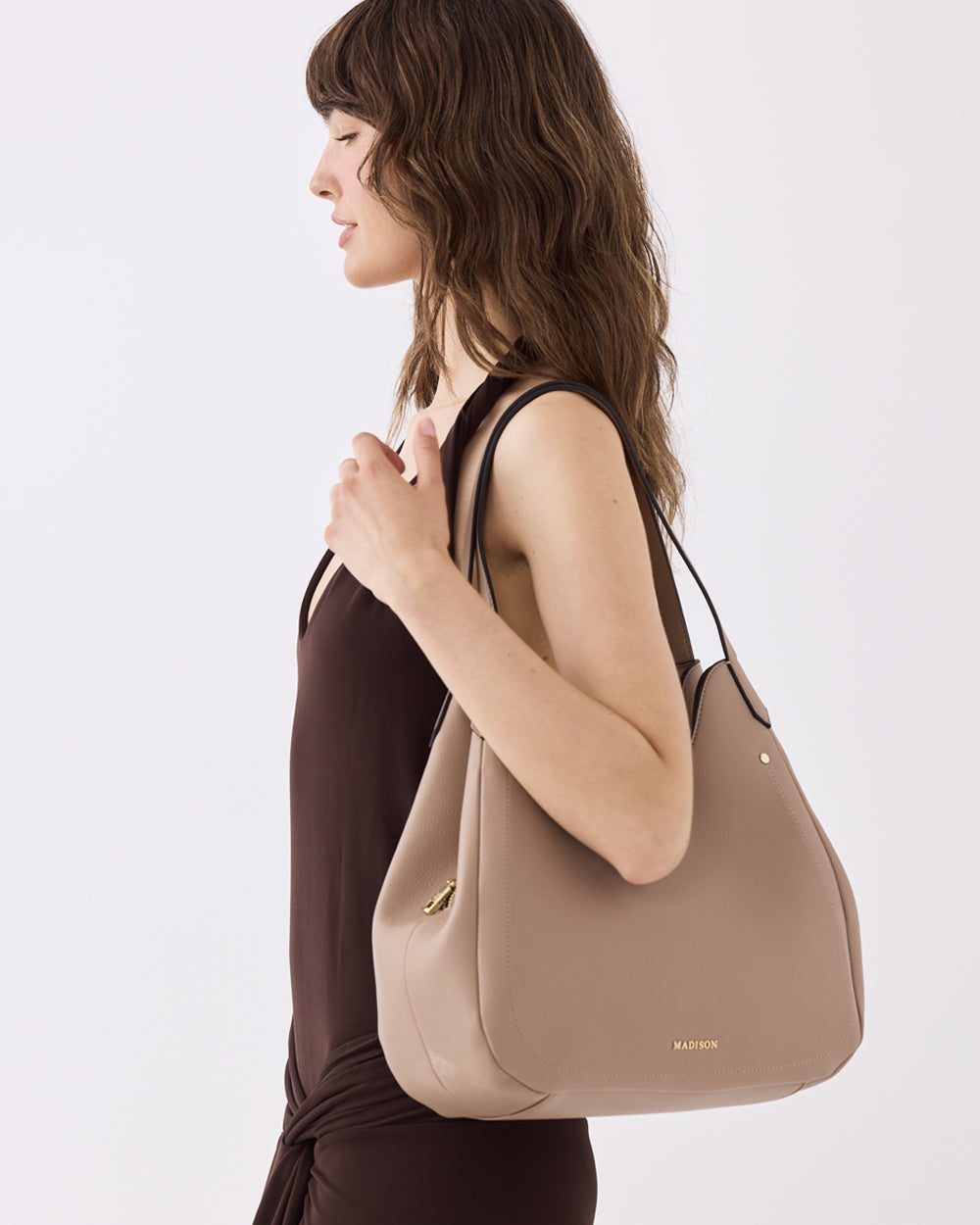 Angela Large 3 Compartment Scoop Hobo Soft Shoulder Bag-Handbags-PEROZ Accessories