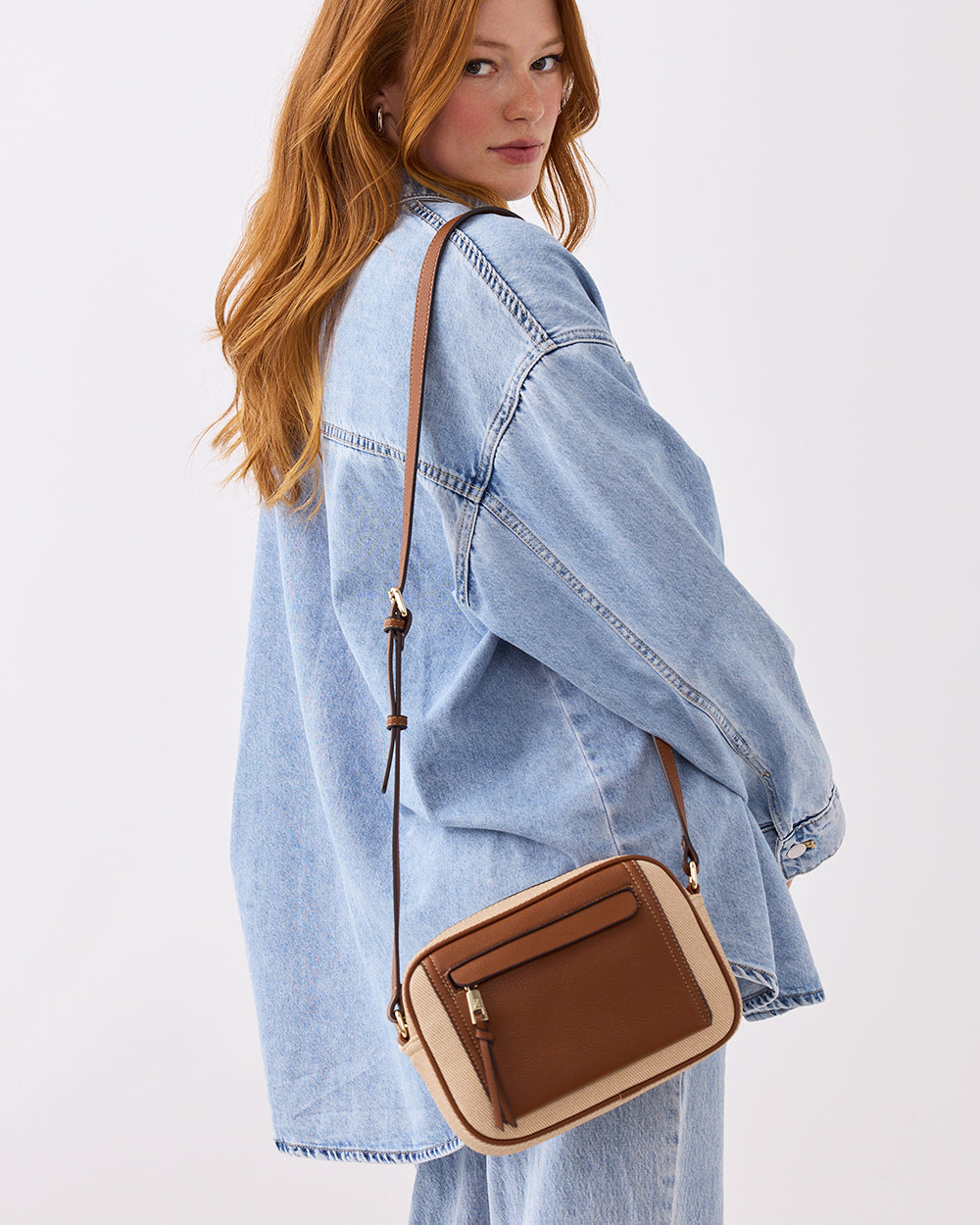 Roxanne Small Camera Crossbody Bag With Front Zip Pocket-Handbags-PEROZ Accessories