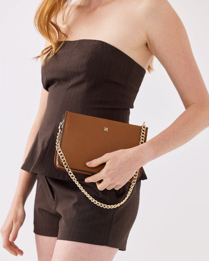 Lucinda Zip Top Convertible Chain &amp; Crossbody Bag-Handbags-PEROZ Accessories