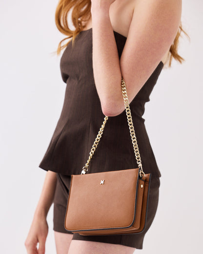 Lucinda Zip Top Convertible Chain &amp; Crossbody Bag-Handbags-PEROZ Accessories