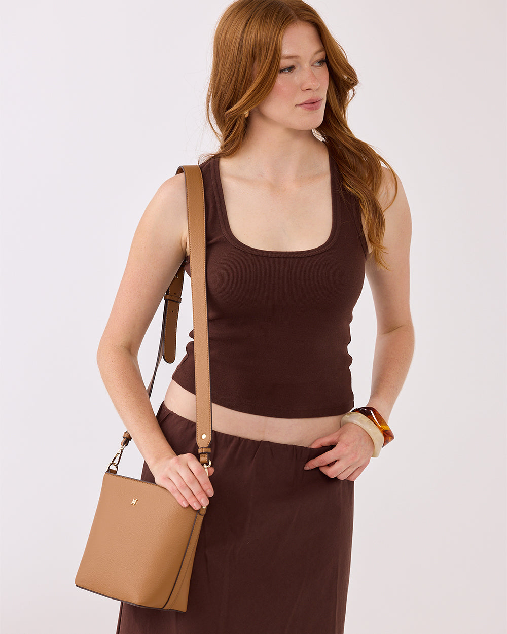 Remi Zip Top Bucket Crossbody Bag-Handbags-PEROZ Accessories