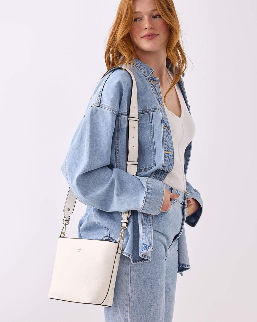 Remi Zip Top Bucket Crossbody Bag-Handbags-PEROZ Accessories