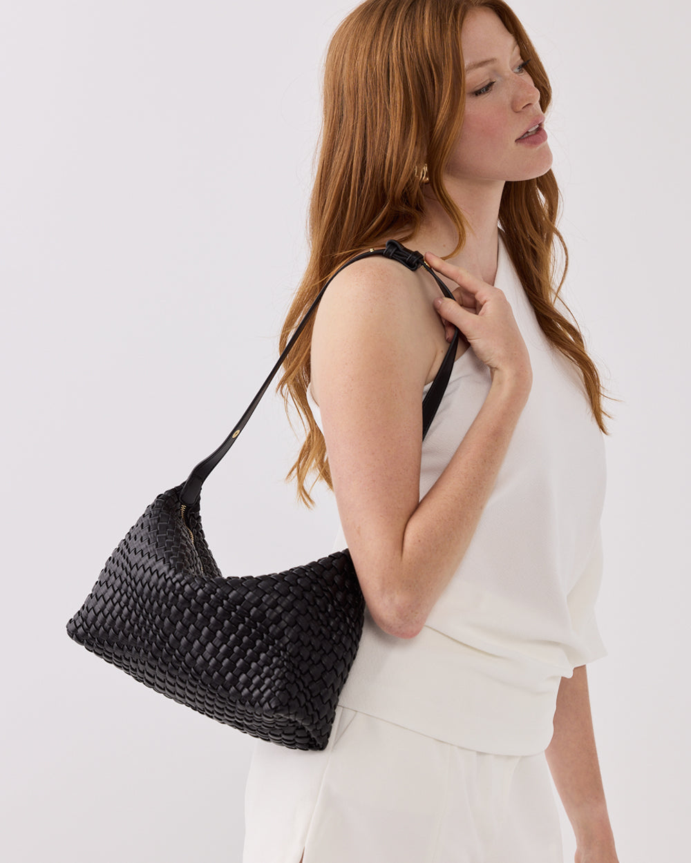 Logan Weave Zip Top Medium Hobo Shoulder Bag-Handbags-PEROZ Accessories