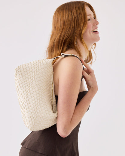 Logan Weave Zip Top Medium Hobo Shoulder Bag-Handbags-PEROZ Accessories