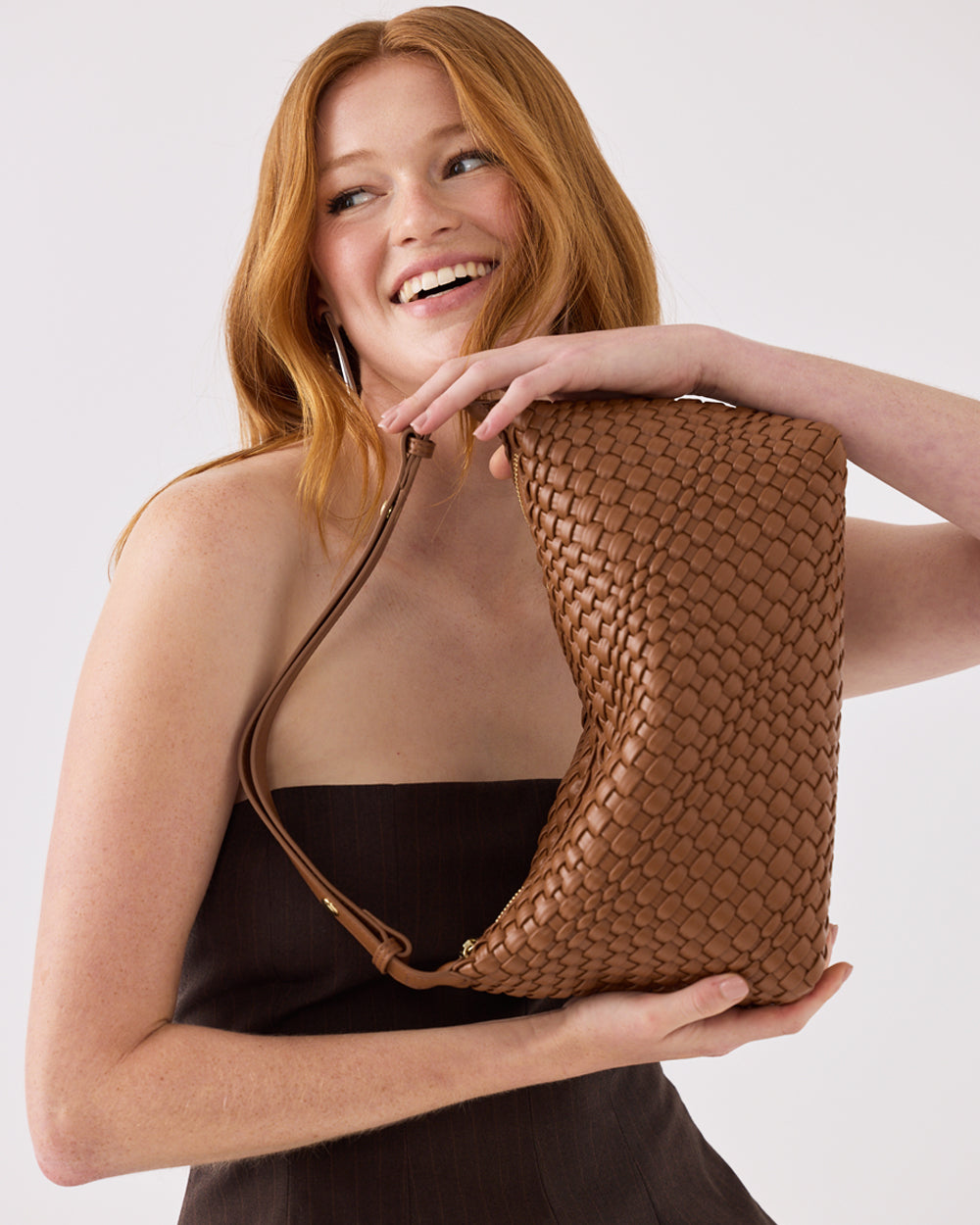 Logan Weave Zip Top Medium Hobo Shoulder Bag-Handbags-PEROZ Accessories