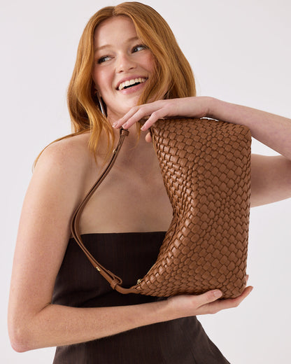 Logan Weave Zip Top Medium Hobo Shoulder Bag-Handbags-PEROZ Accessories