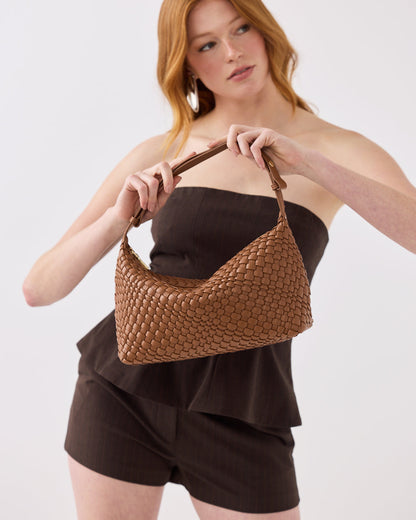 Logan Weave Zip Top Medium Hobo Shoulder Bag-Handbags-PEROZ Accessories