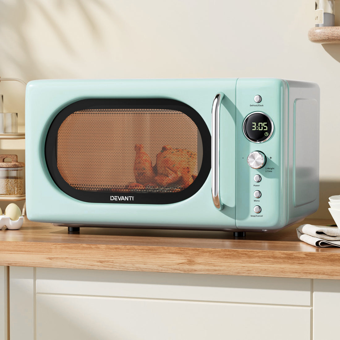 Devanti 20L Microwave Oven 700W Green-Appliances > Kitchen Appliances > Microwave Ovens-PEROZ Accessories