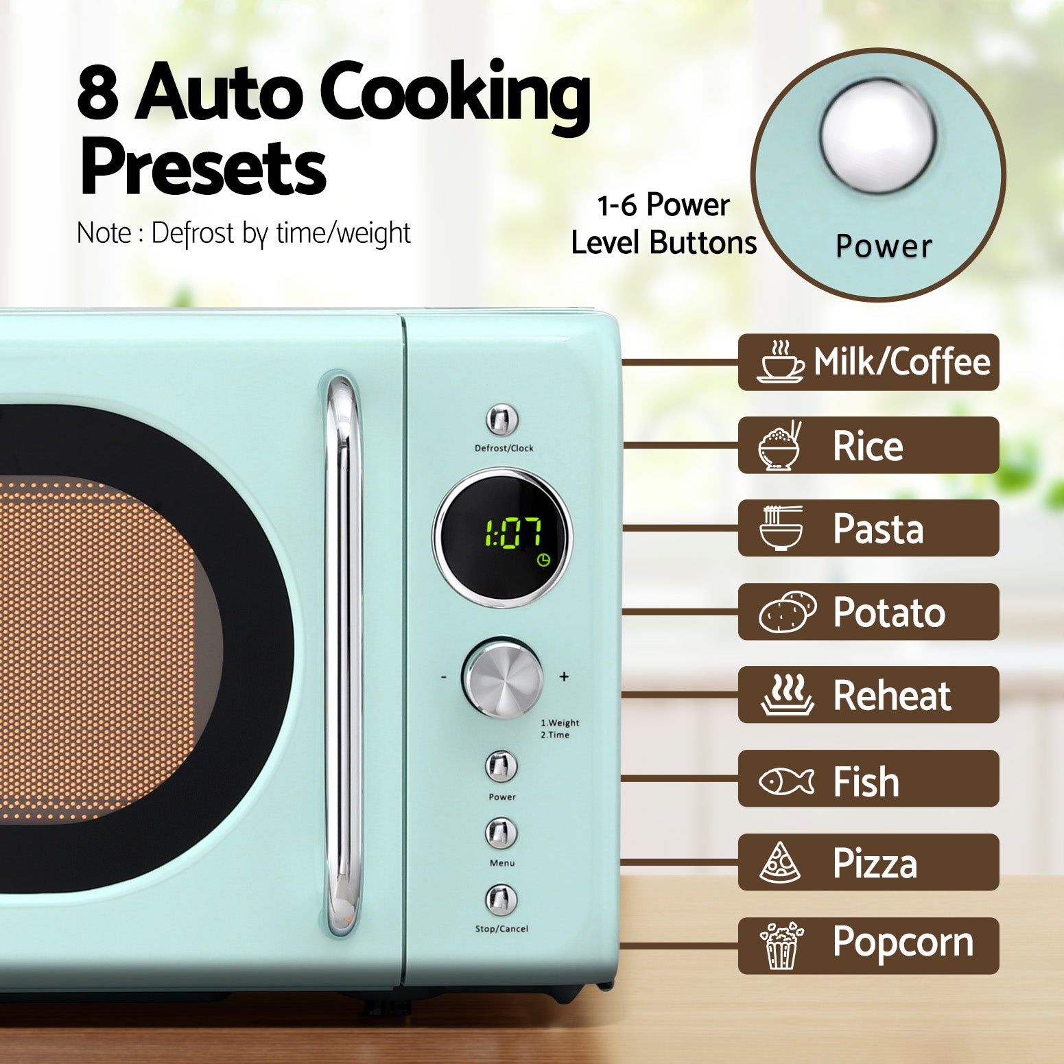 Devanti 20L Microwave Oven 700W Green-Appliances > Kitchen Appliances > Microwave Ovens-PEROZ Accessories