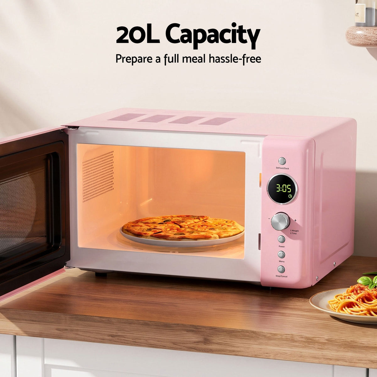 Devanti 20L Microwave Oven 700W Pink-Appliances > Kitchen Appliances > Microwave Ovens-PEROZ Accessories