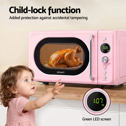 Devanti 20L Microwave Oven 700W Pink-Appliances > Kitchen Appliances > Microwave Ovens-PEROZ Accessories