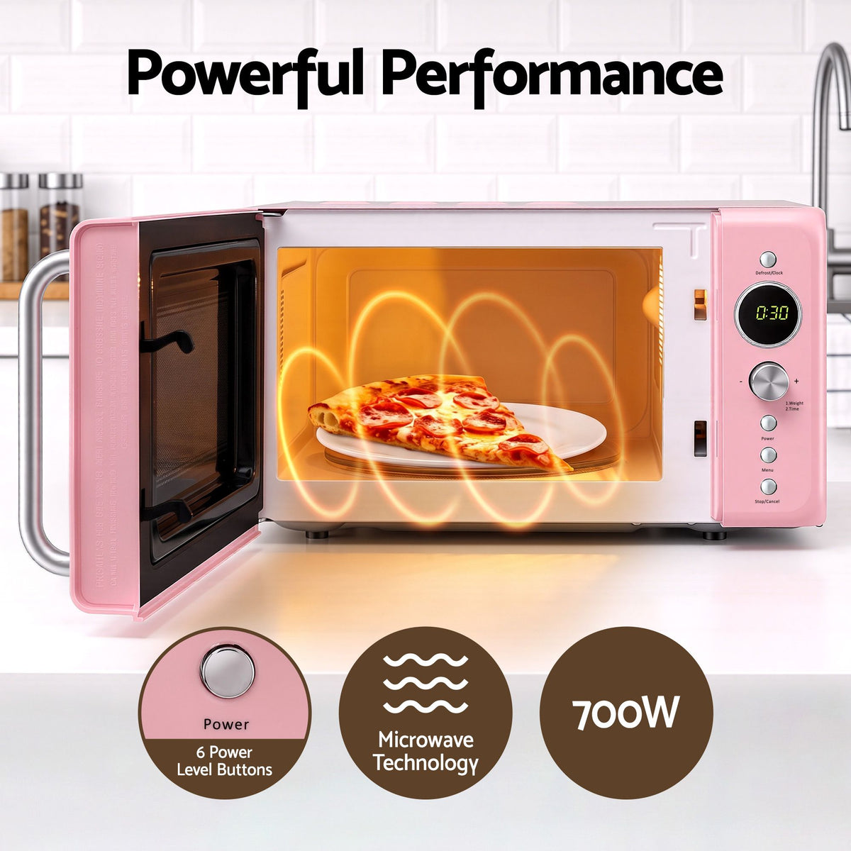 Devanti 20L Microwave Oven 700W Pink-Appliances > Kitchen Appliances > Microwave Ovens-PEROZ Accessories