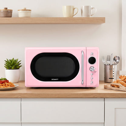 Devanti 20L Microwave Oven 700W Pink-Appliances > Kitchen Appliances > Microwave Ovens-PEROZ Accessories