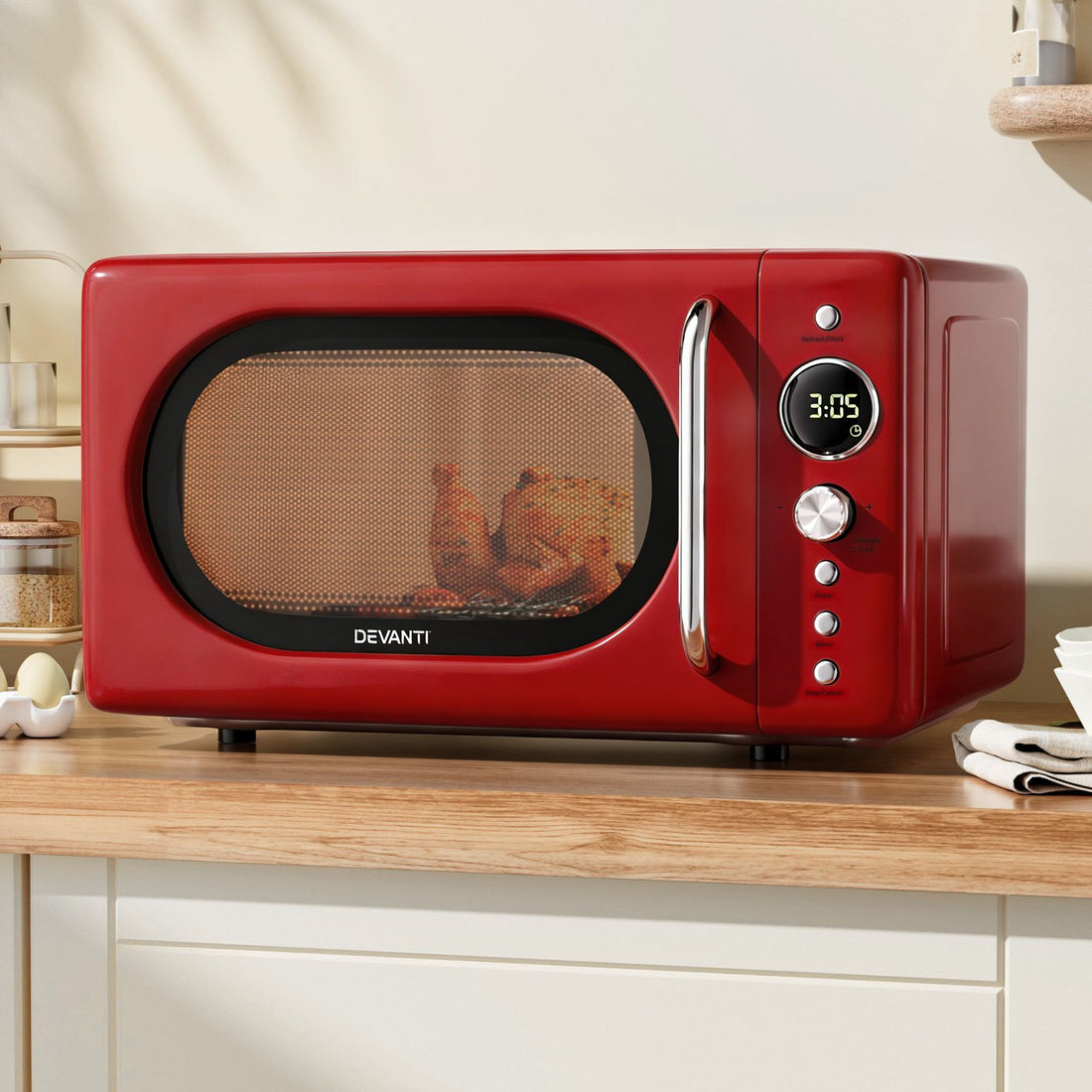 Devanti 20L Microwave Oven 700W Red-Appliances > Kitchen Appliances > Microwave Ovens-PEROZ Accessories