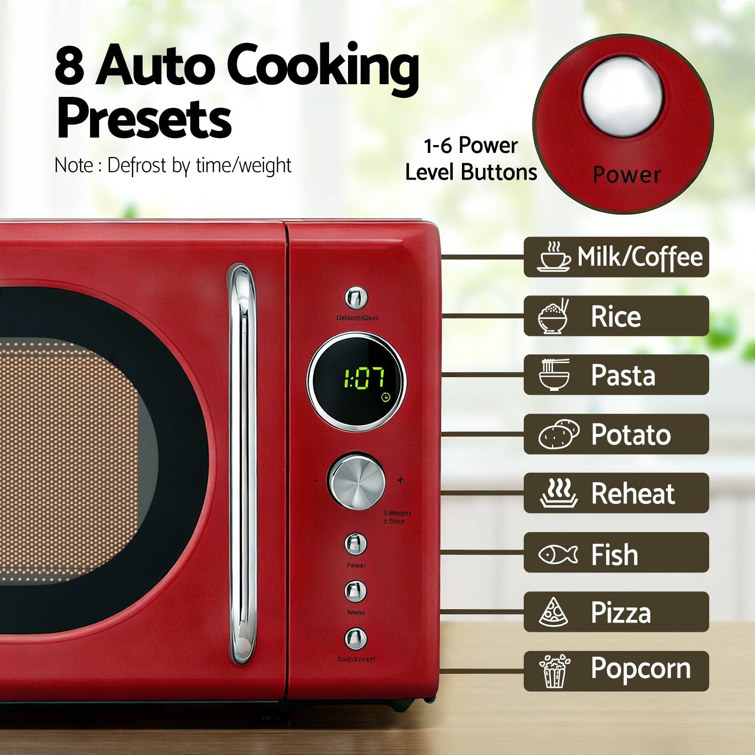 Devanti 20L Microwave Oven 700W Red-Appliances > Kitchen Appliances > Microwave Ovens-PEROZ Accessories
