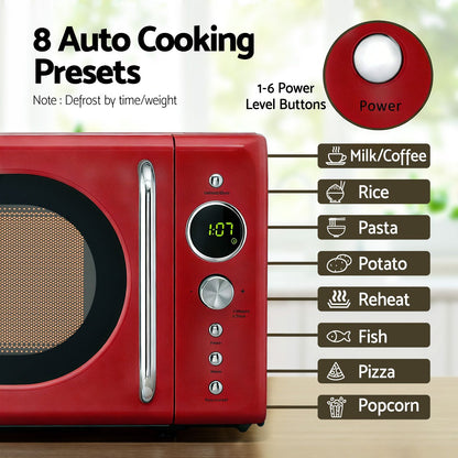 Devanti 20L Microwave Oven 700W Red-Appliances > Kitchen Appliances > Microwave Ovens-PEROZ Accessories