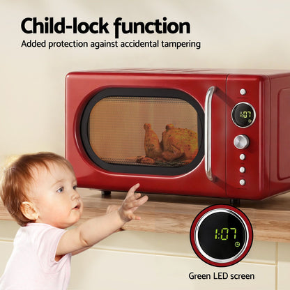 Devanti 20L Microwave Oven 700W Red-Appliances > Kitchen Appliances > Microwave Ovens-PEROZ Accessories