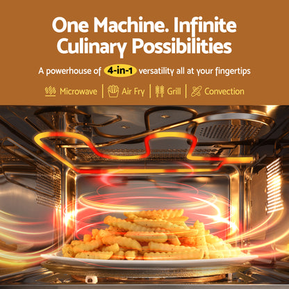 Devanti 30L Microwave Oven 4-IN-1 Air Fryer Convection Grill-Appliances > Kitchen Appliances > Microwave Ovens-PEROZ Accessories