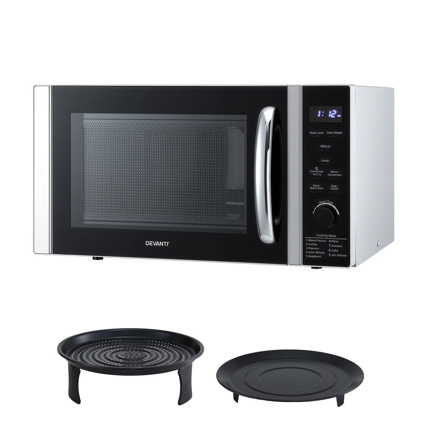 Devanti 30L Microwave Oven 4-IN-1 Air Fryer Convection Grill-Appliances > Kitchen Appliances > Microwave Ovens-PEROZ Accessories