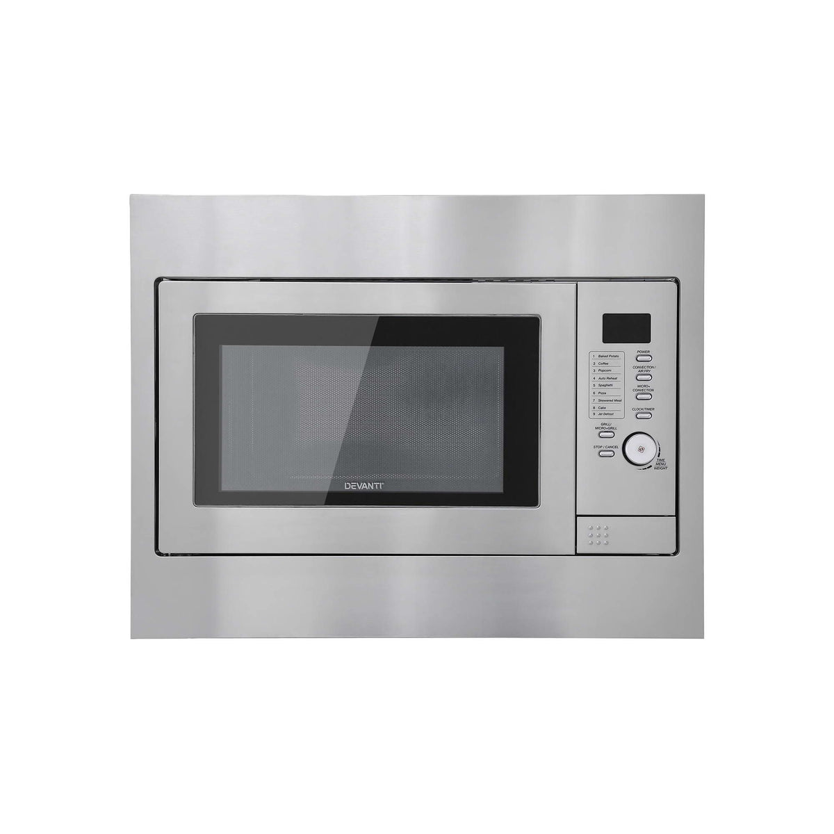 Devanti Built In Microwave Oven 30L Grill Air Fry Convection Silver-Appliances > Kitchen Appliances > Microwave Ovens-PEROZ Accessories