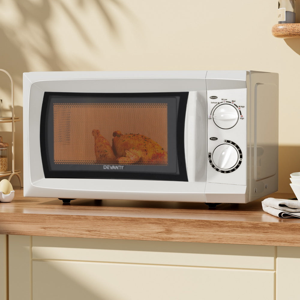 Devanti 20L Microwave Oven 800W White-Appliances &gt; Kitchen Appliances &gt; Microwave Ovens-PEROZ Accessories