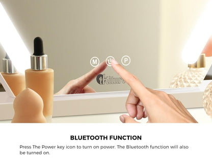 Oikiture Bluetooth Hollywood Makeup Mirror LED 45x58cm-Makeup Mirrors-PEROZ Accessories