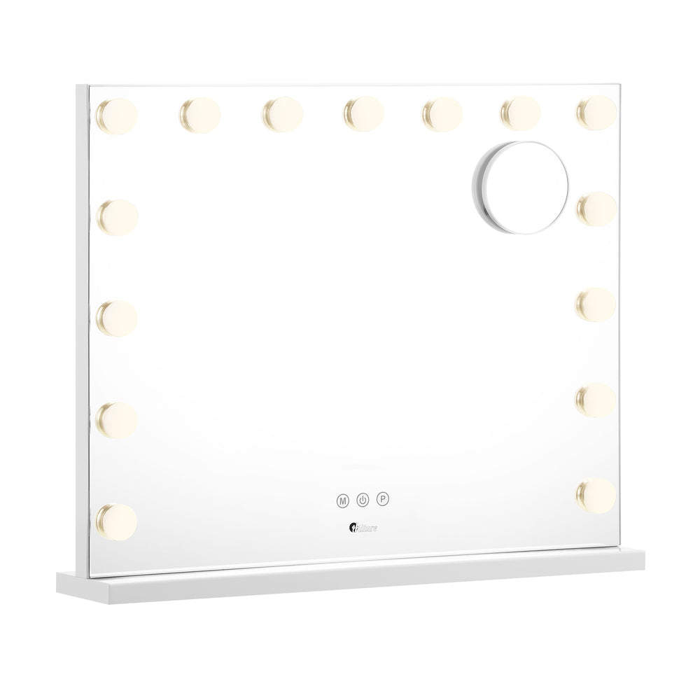 Oikiture Hollywood Makeup Mirrors Magnifying LED Light Standing Wall Mounted 58x46cm-Makeup Mirrors-PEROZ Accessories