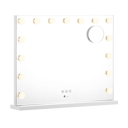 Oikiture Hollywood Makeup Mirrors Magnifying LED Light Standing Wall Mounted 58x46cm-Makeup Mirrors-PEROZ Accessories
