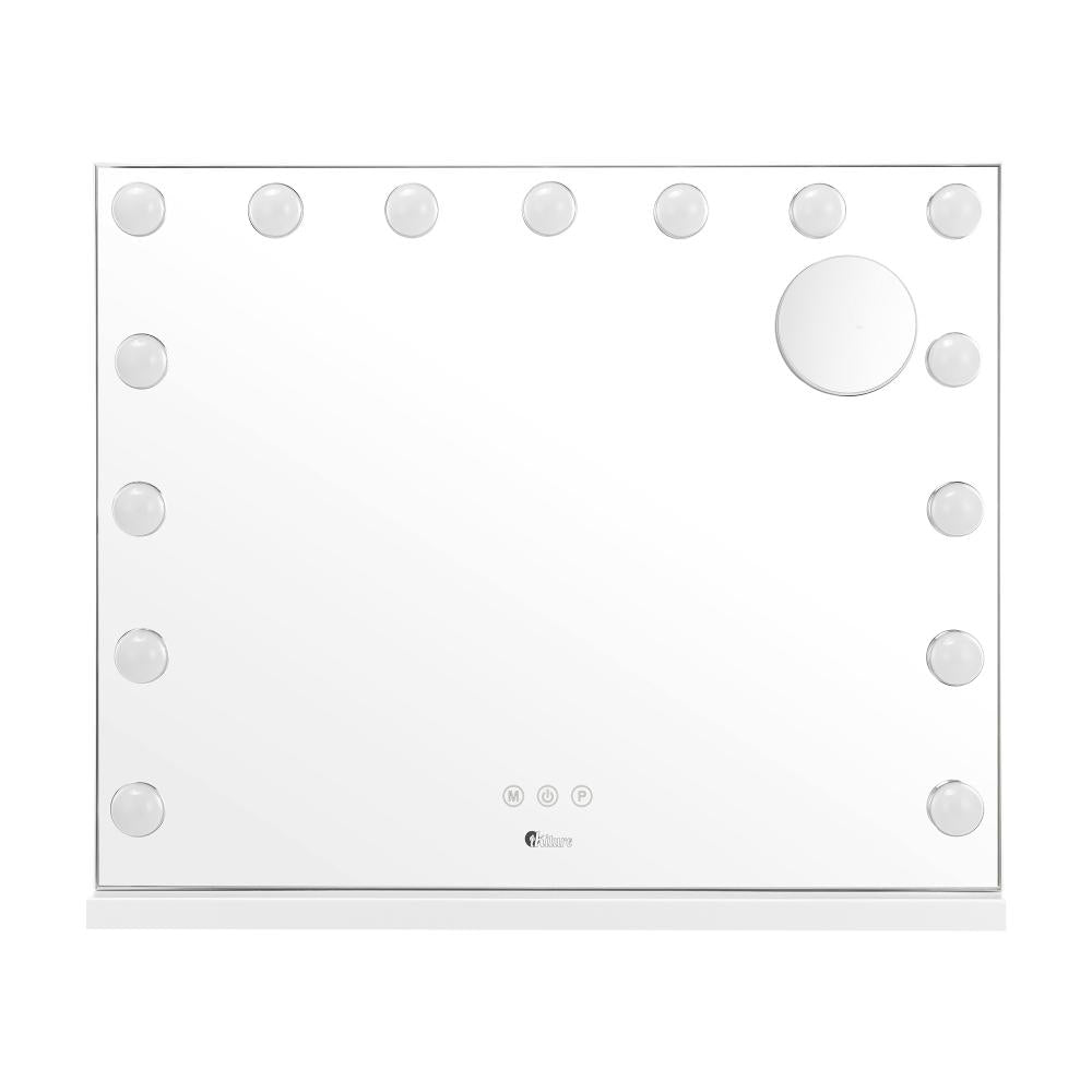 Oikiture Hollywood Makeup Mirrors Magnifying LED Light Standing Wall Mounted 58x46cm-Makeup Mirrors-PEROZ Accessories