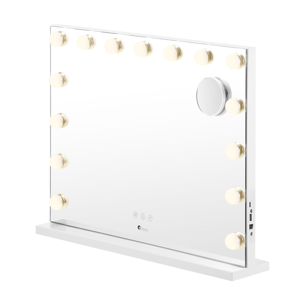 Oikiture Hollywood Makeup Mirrors Magnifying LED Light Standing Wall Mounted 58x46cm-Makeup Mirrors-PEROZ Accessories