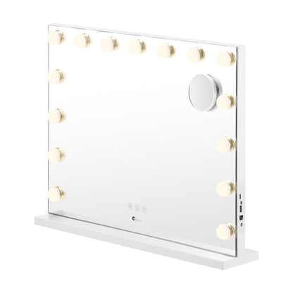 Oikiture Hollywood Makeup Mirrors Magnifying LED Light Standing Wall Mounted 58x46cm-Makeup Mirrors-PEROZ Accessories