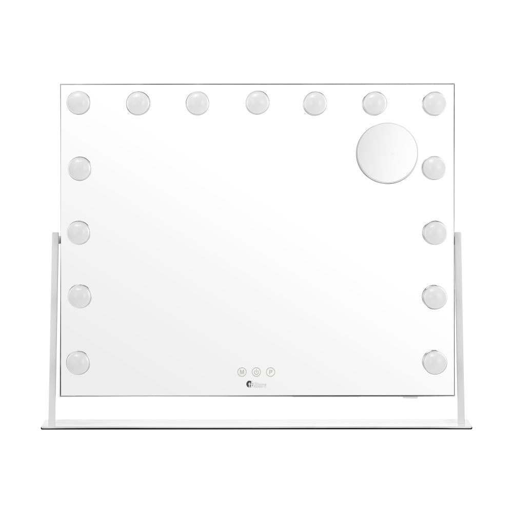 Oikiture Hollywood Makeup Mirrors LED Lights Bluetooth Rotation Vanity 58x46cm-Makeup Mirrors-PEROZ Accessories