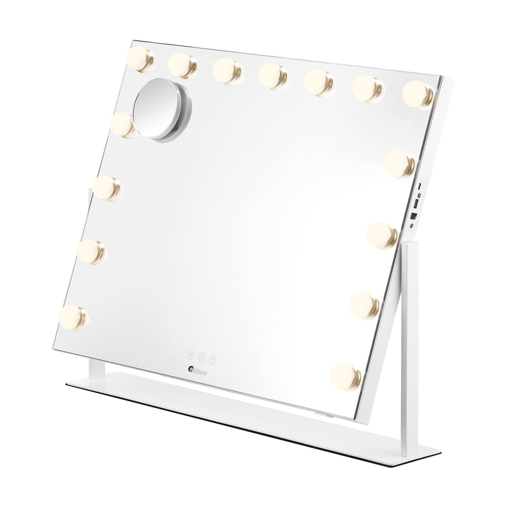 Oikiture Hollywood Makeup Mirrors LED Lights Bluetooth Rotation Vanity 58x46cm-Makeup Mirrors-PEROZ Accessories