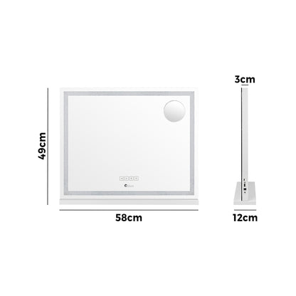 Oikiture Bluetooth Makeup Mirror Crystal LED 58x49cm-Makeup Mirrors-PEROZ Accessories