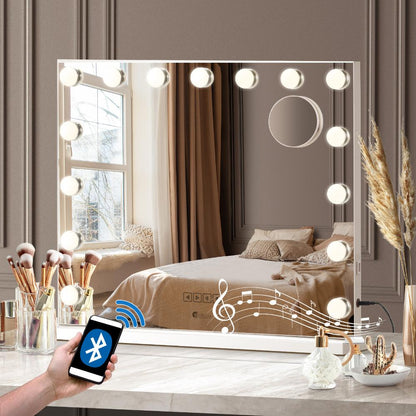 Oikiture Bluetooth Hollywood Makeup Mirror LED 60x52cm-Makeup Mirrors-PEROZ Accessories