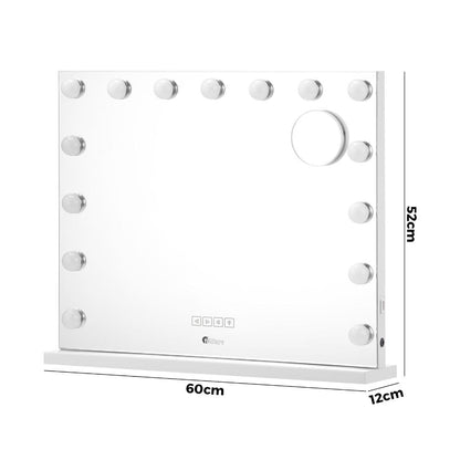 Oikiture Bluetooth Hollywood Makeup Mirror LED 60x52cm-Makeup Mirrors-PEROZ Accessories