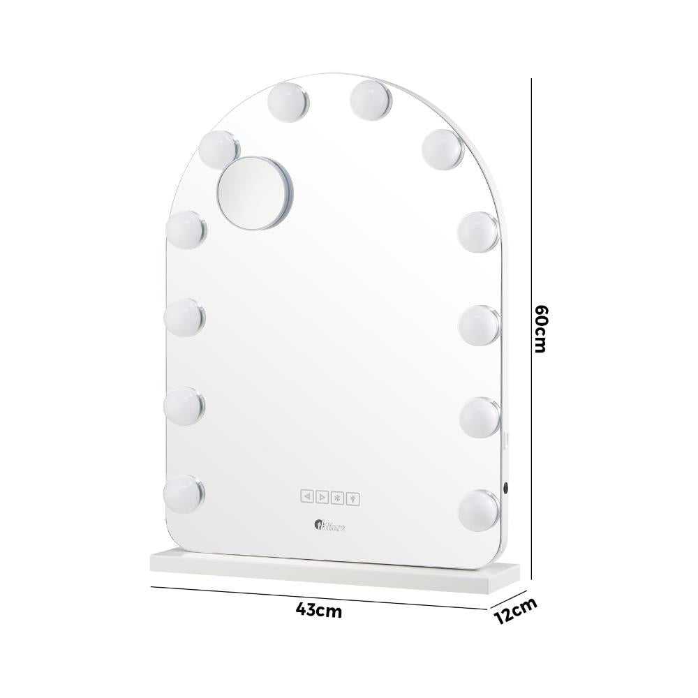 Oikiture LED Arched Makeup Mirror Bluetooth 61x43cm-Makeup Mirrors-PEROZ Accessories
