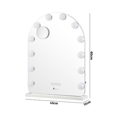 Oikiture LED Arched Makeup Mirror Bluetooth 61x43cm-Makeup Mirrors-PEROZ Accessories